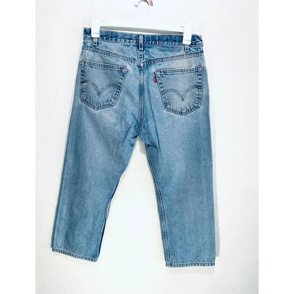 Levi's 505 jeans light wash straight legs regular fit casual denim men's 33x32